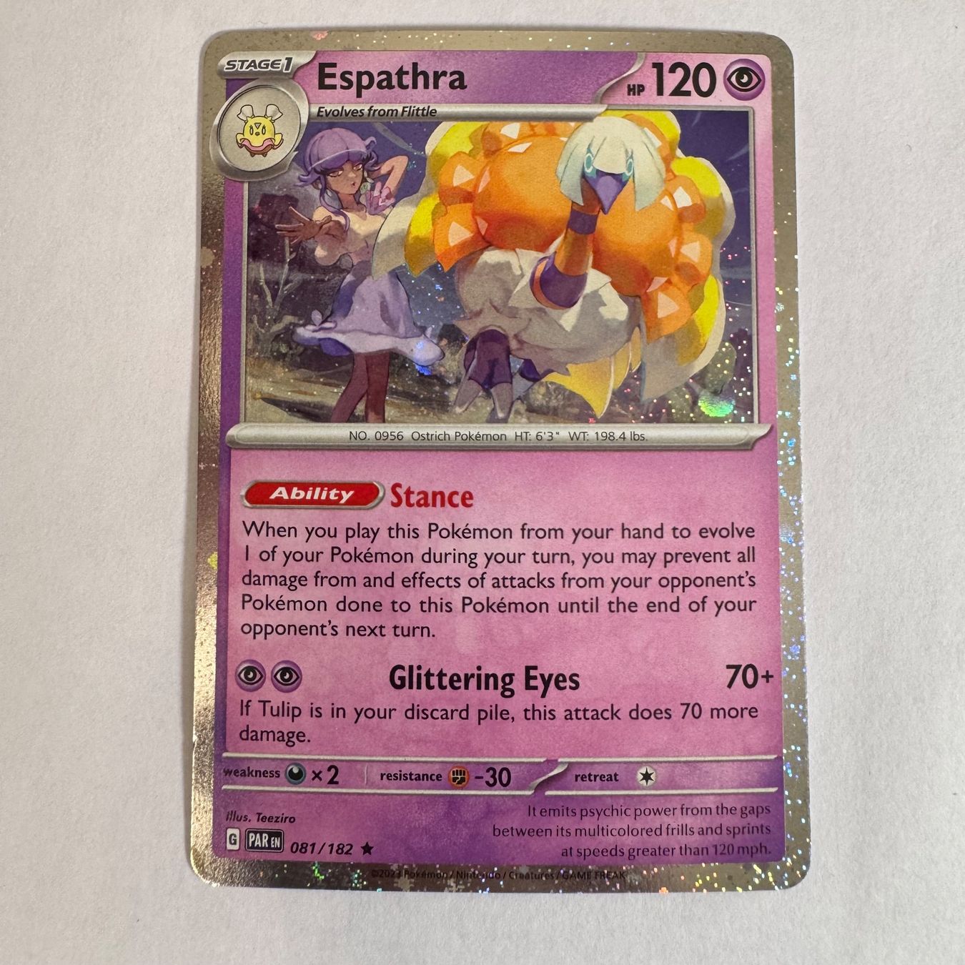 Pokémon Carte collezionabili: Pokémon PAR - Espathra - 81 / 182 - Cosmos Holo ENG – Nuovo (secondo la descrizione) da Staad SG venduto da miaCards