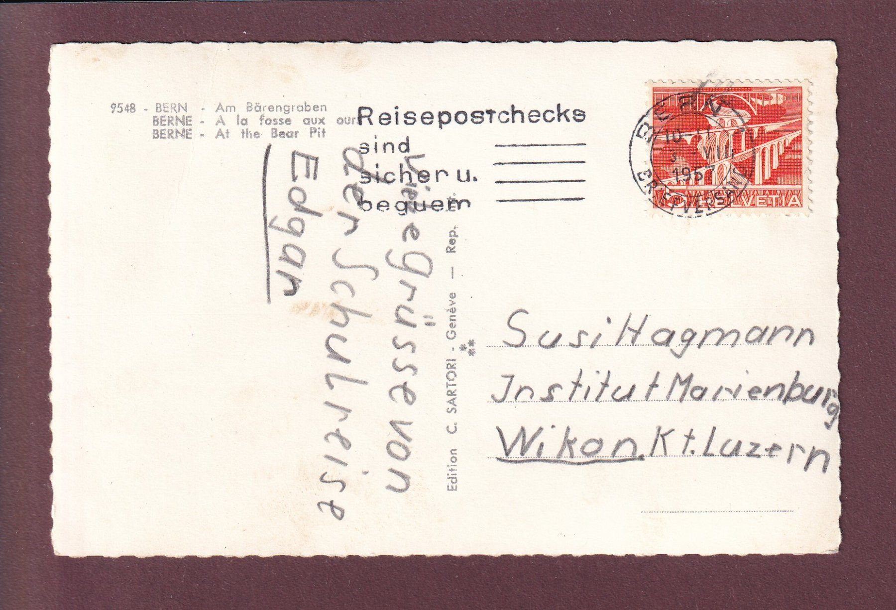 Cartoline postali: BERN - Bärengraben - 1957 – Usato da Pully venduto da nicecards 1