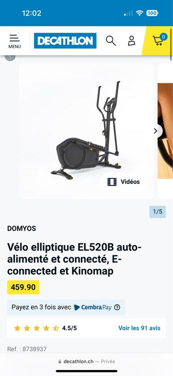 V lo elliptique Domyos 520 Acheter sur Ricardo