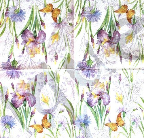 Tovaglioli: Serviette iris with butterfly (1696) 2Stk. – Nuovo (secondo la descrizione) da Schlatt TG venduto da kreativ-atelier