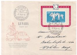 CH Brief von 1951 mit LUNABA Block
