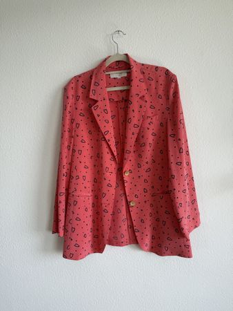 veste vintage à motif cœur en soie naturelle