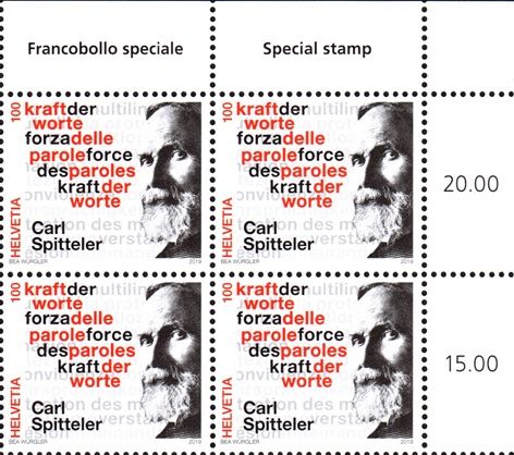 Tutti i francobolli: Viererblock Carl Spitteler** – Nuovo (secondo la descrizione) da Dottikon venduto da haeusibuh5