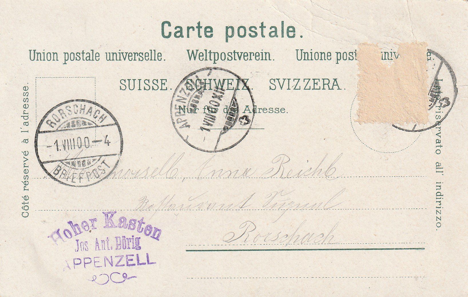 Cartoline postali: Gruss vom Hohen Kasten – Usato da Rorschacherberg venduto da fratovi2 1