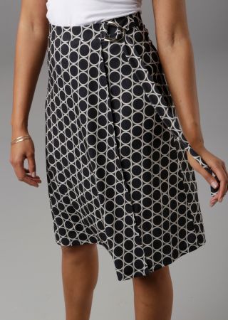 Jupe portefeuille ANISTON Selected, navy/beige, taille 42