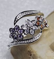 Stilvoller Ring mit Zirkonia, 925 versilbert Gr. 8