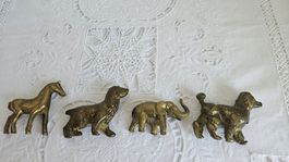 Messing Tierfiguren Set, 4 Stück, Deko, Vintage Stil Hunde