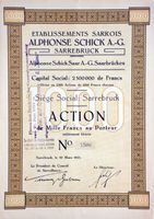 Etablissements Sarrois Alphonse Schick AG, Saarbrücken 1923