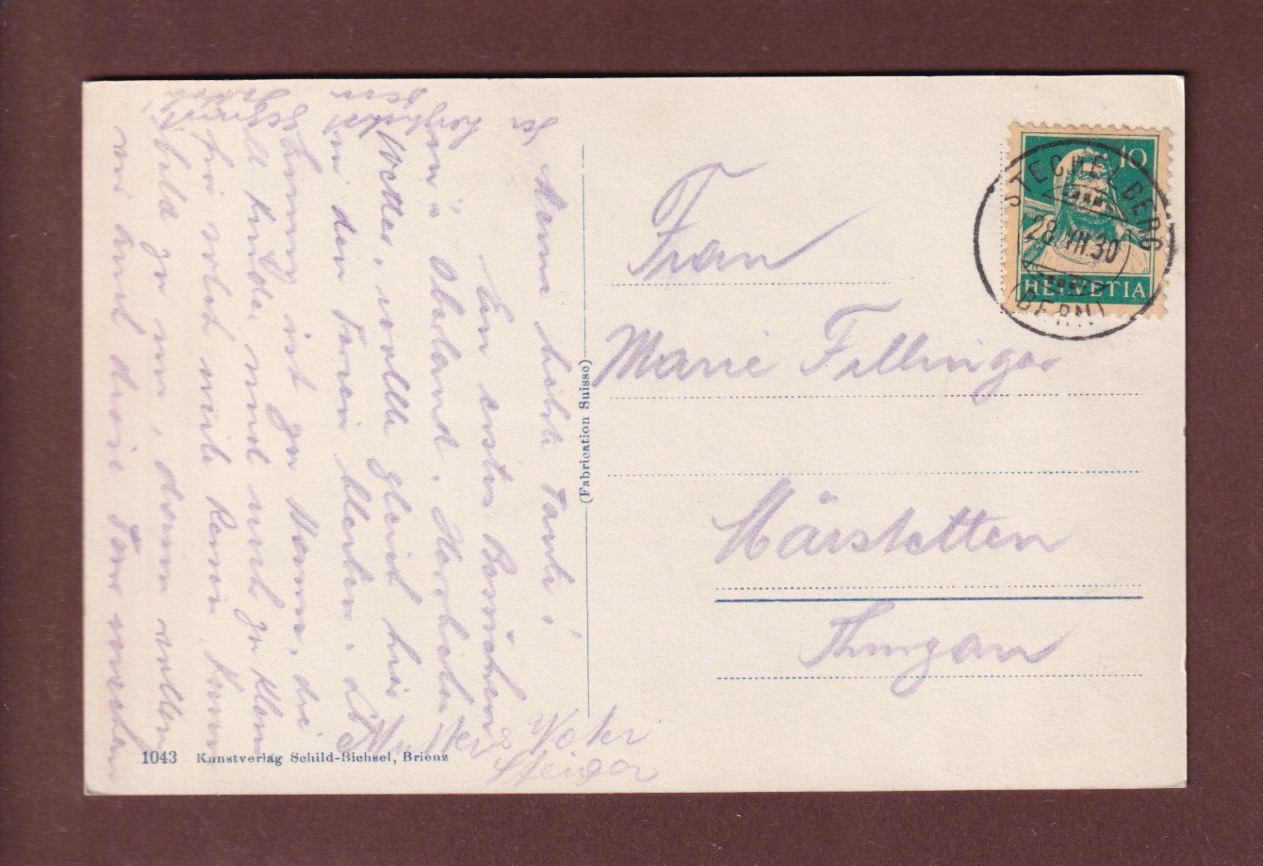 Ansichtskarten: STECHELBERG - Breithorn - 1930 – Gebraucht aus Pully von nicecards-shop 1