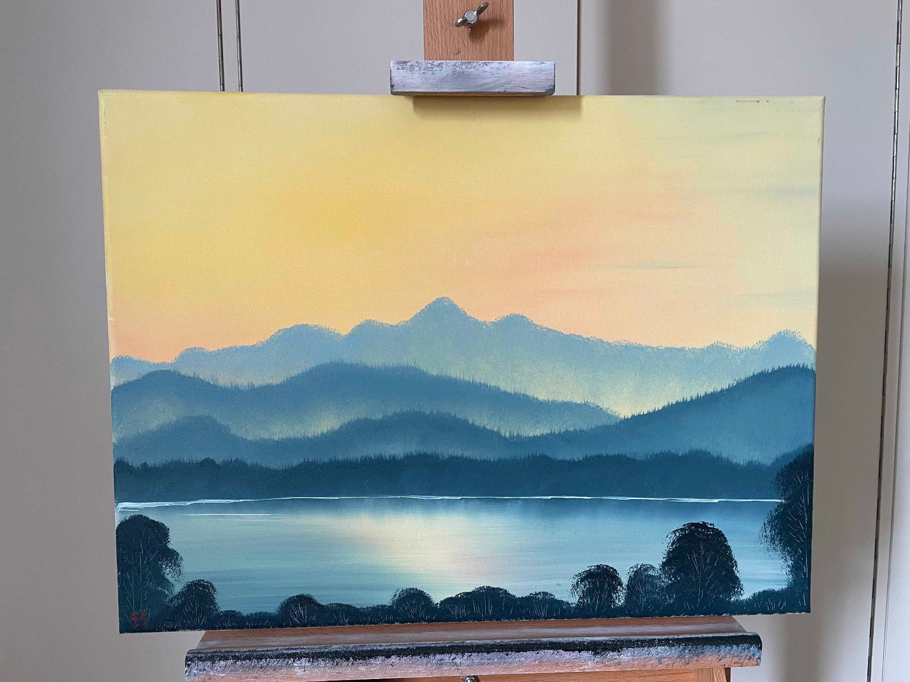 Gemälde: Lac Léman le matin depuis le train – Gebraucht aus Carouge GE von duriangirl