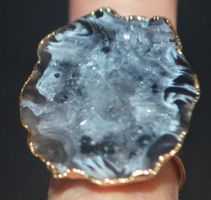 Ring X-36 – Druzy Achat Schwarz – Grössenverstellbar