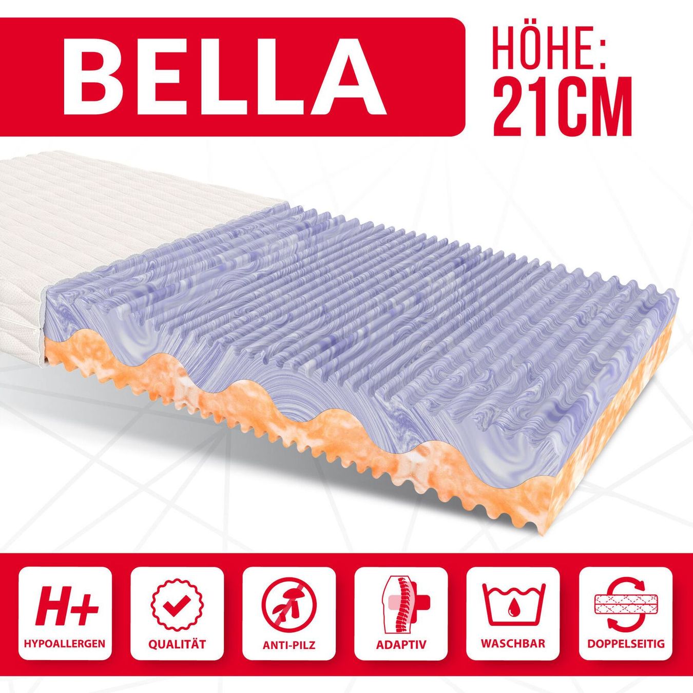 Materassi: Matratze BELLA - H3 - 21cm - 100x200 – Nuovo e nell'imballaggio originale da Wallenwil venduto da toesstal-vertrieb