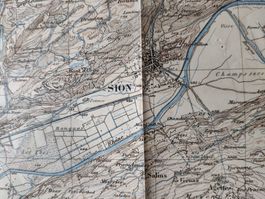 Sion carte topographique 1880, révisée 1906, 1918, 1933