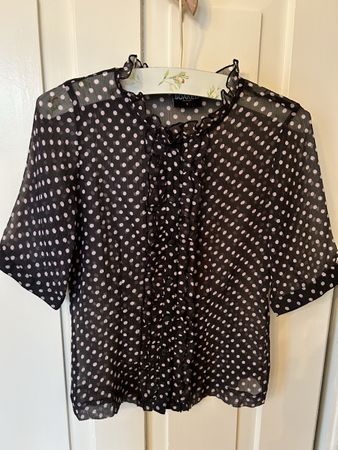 Chic Polka Dot Blouse & Scarf Set (S) Soaked In Luxury