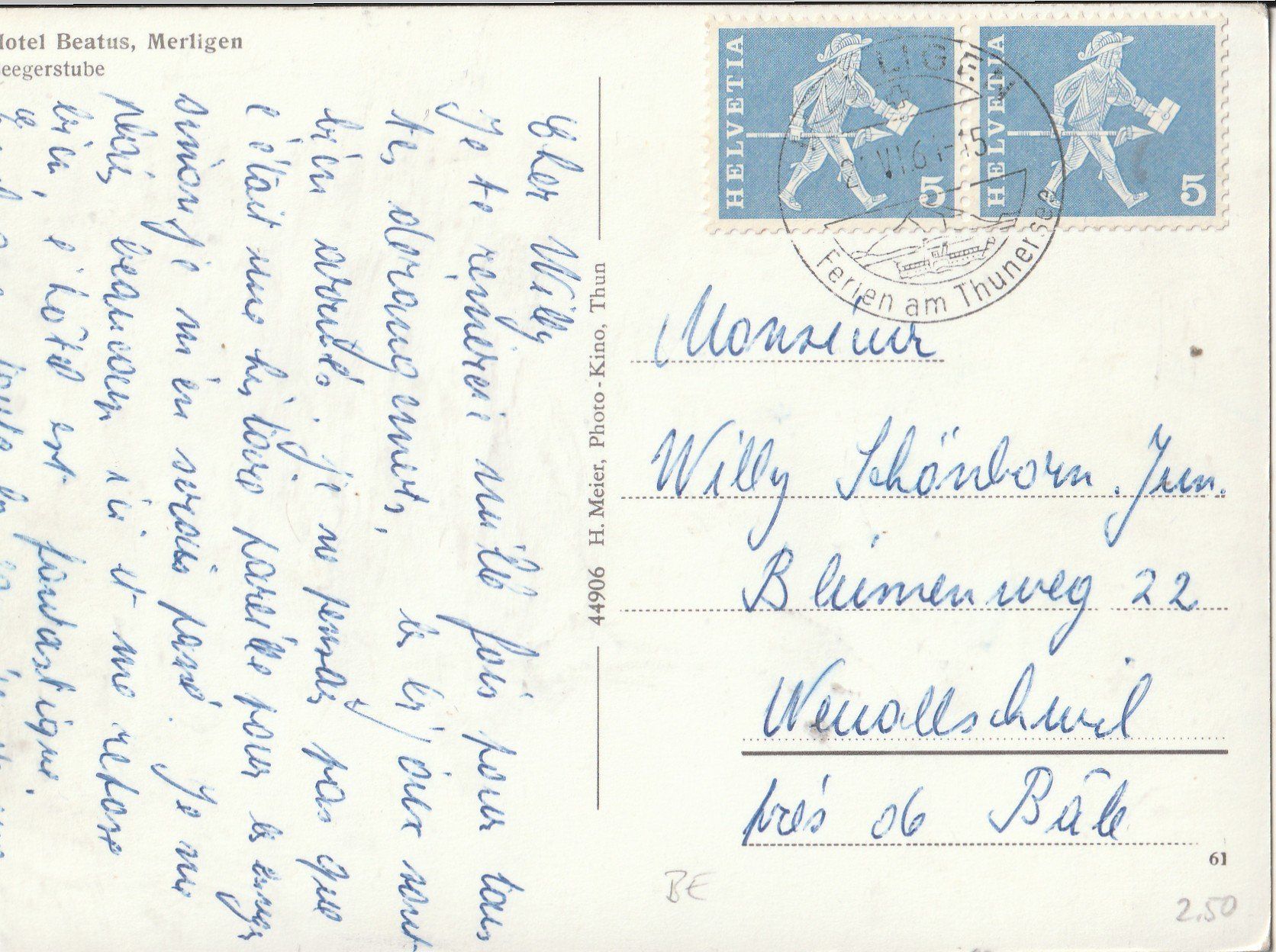 Cartoline postali: Hotel Beatus Merligen – Usato da Lumbrein venduto da made02 1