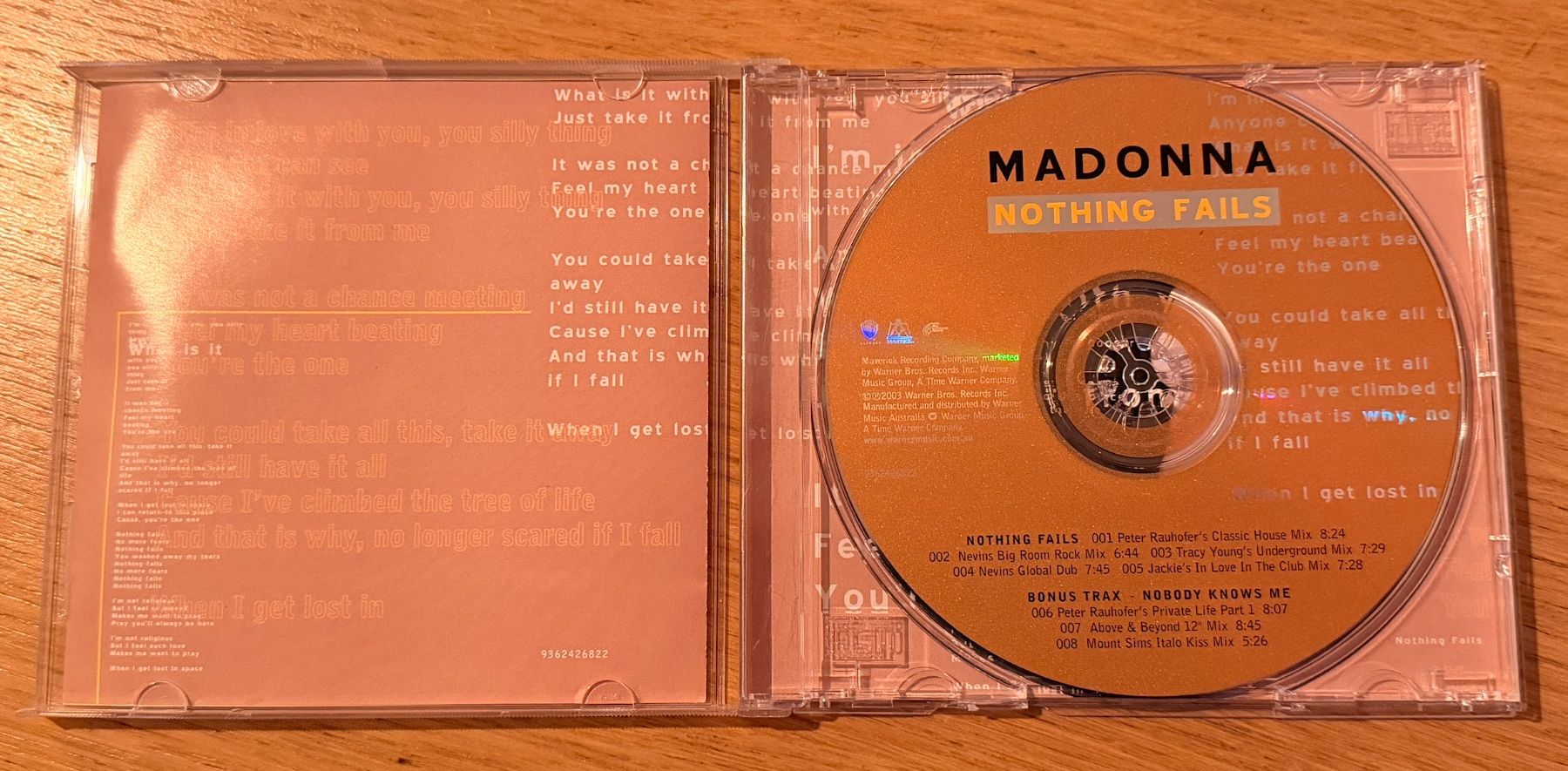 CD: Madonna Nothing Fails CD MAXI Australia – Usato da Lausanne venduto da davzic 1