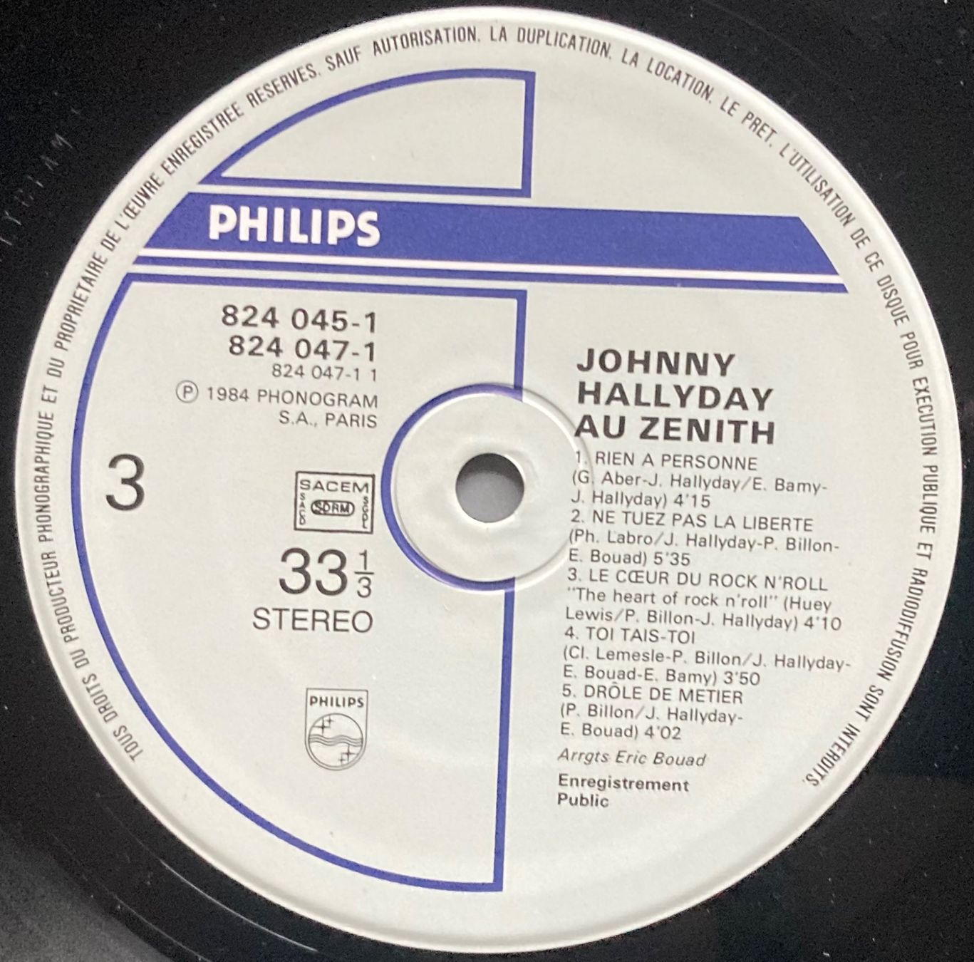Dischi in vinile: JOHNNY HALLYDAY - AU ZENITH – Usato da Poliez-Pittet venduto da Newtown-Records 3