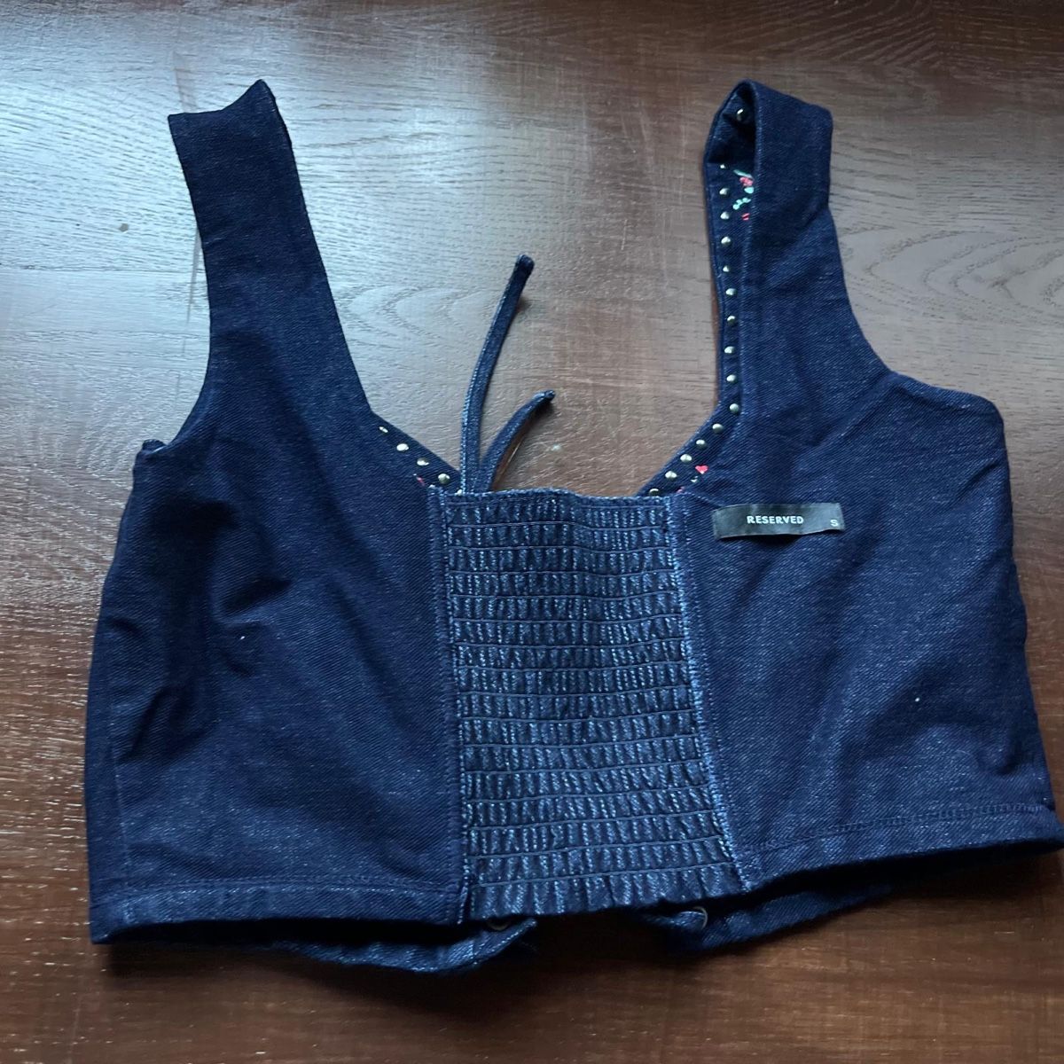 Tops: Sexy Top corto in jeans con lacci e borchie – Neu (gemäss Beschreibung) aus Locarno von Fixed8 9