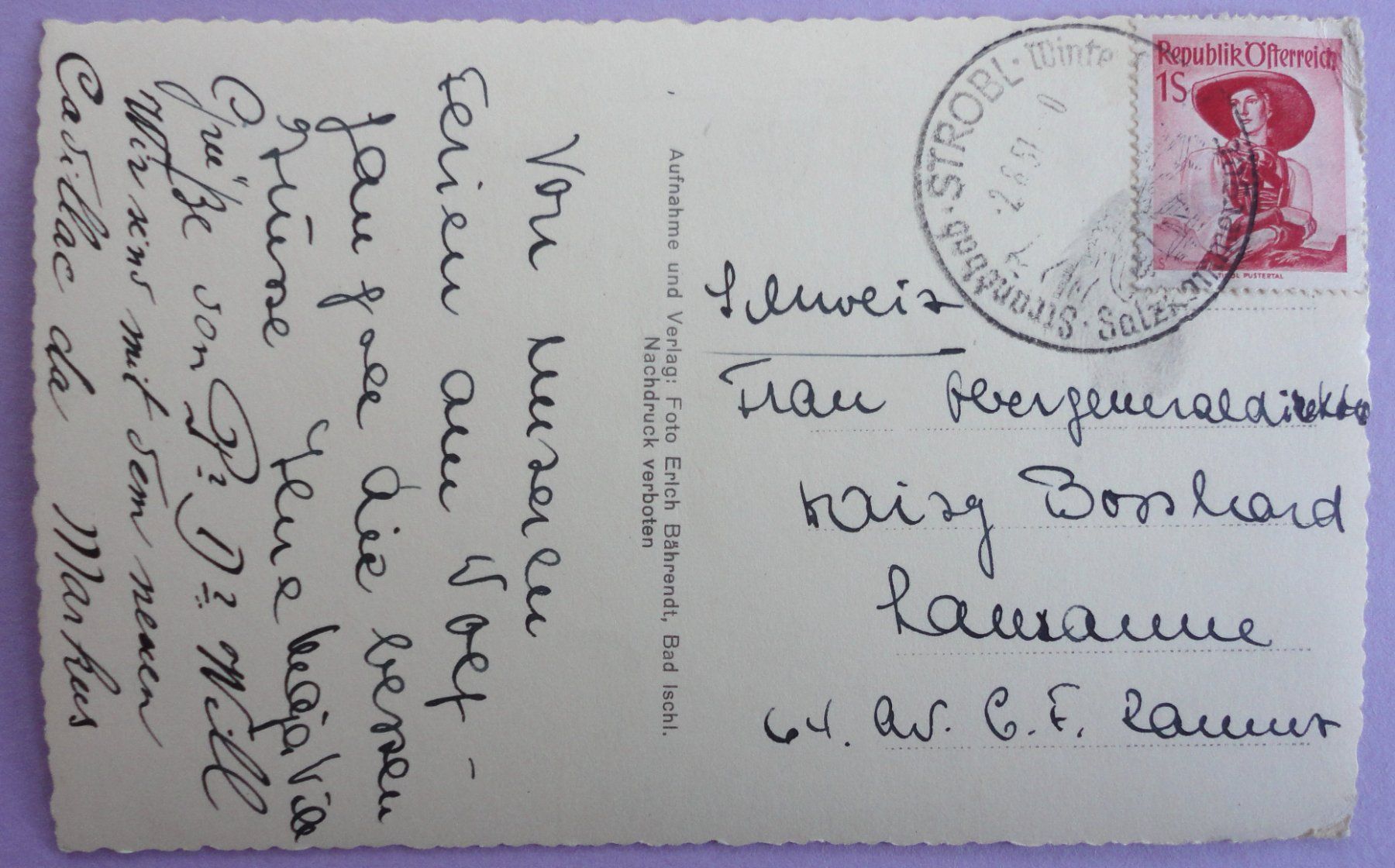 Cartoline postali: Strobl v. d. Bürglgutpromenade – Usato da Fétigny venduto da Billy2miny 1