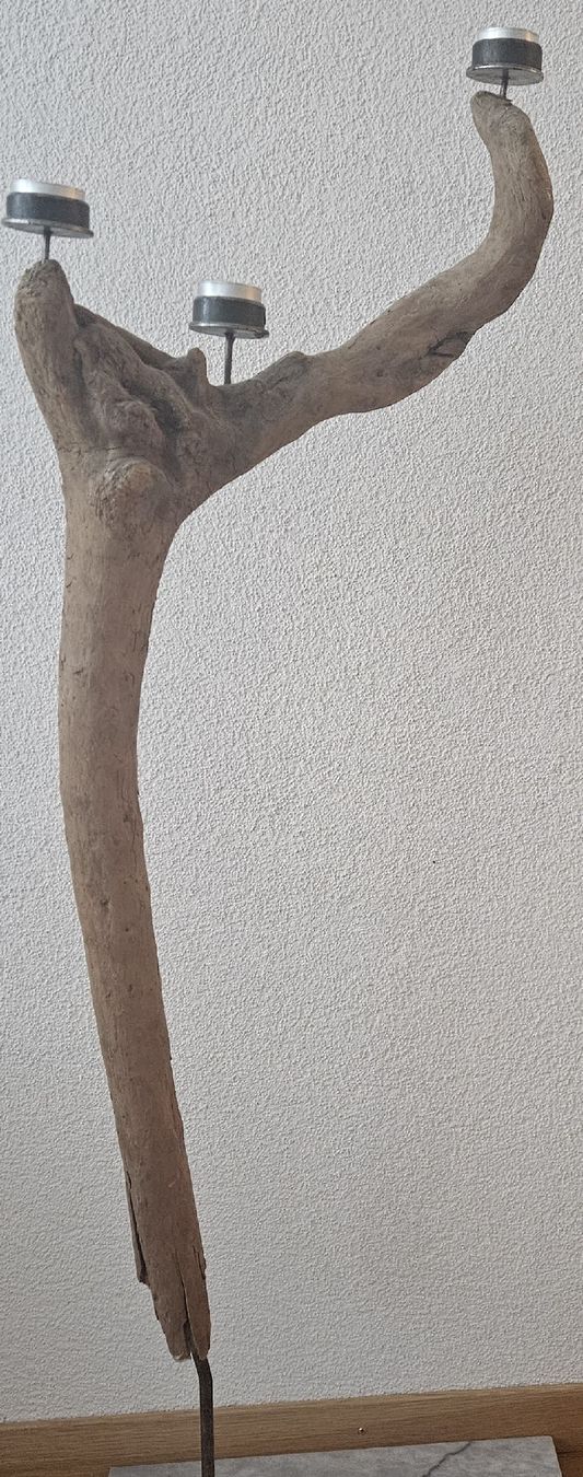 Bougeoirs: Kerzenständer Holz auf Marmorplatte – D'occasion à Zollikofen par Fabian36 1