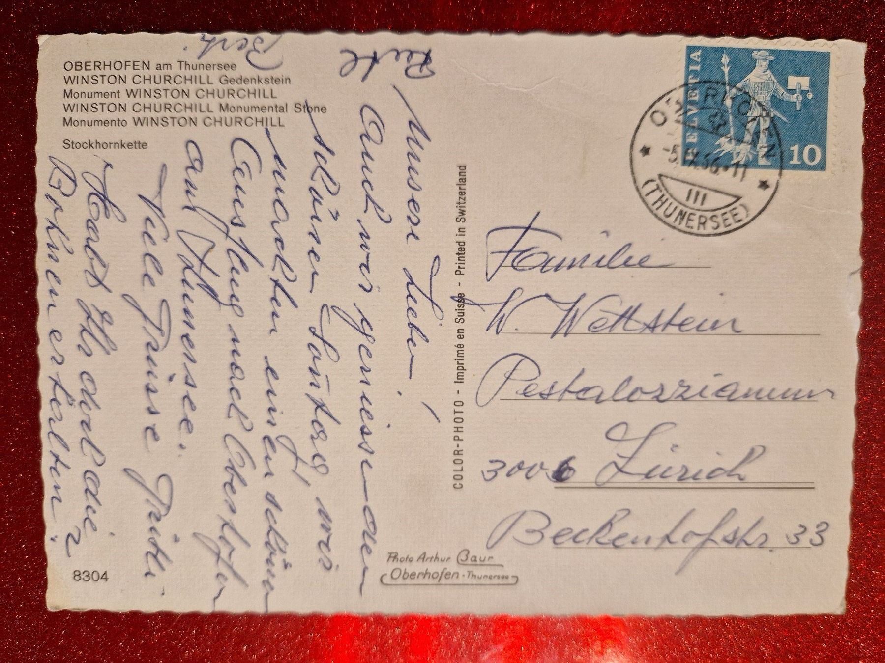 Cartoline postali: Oberhofen am Thunersee 1966 – Usato da Melchnau venduto da Fishel 1