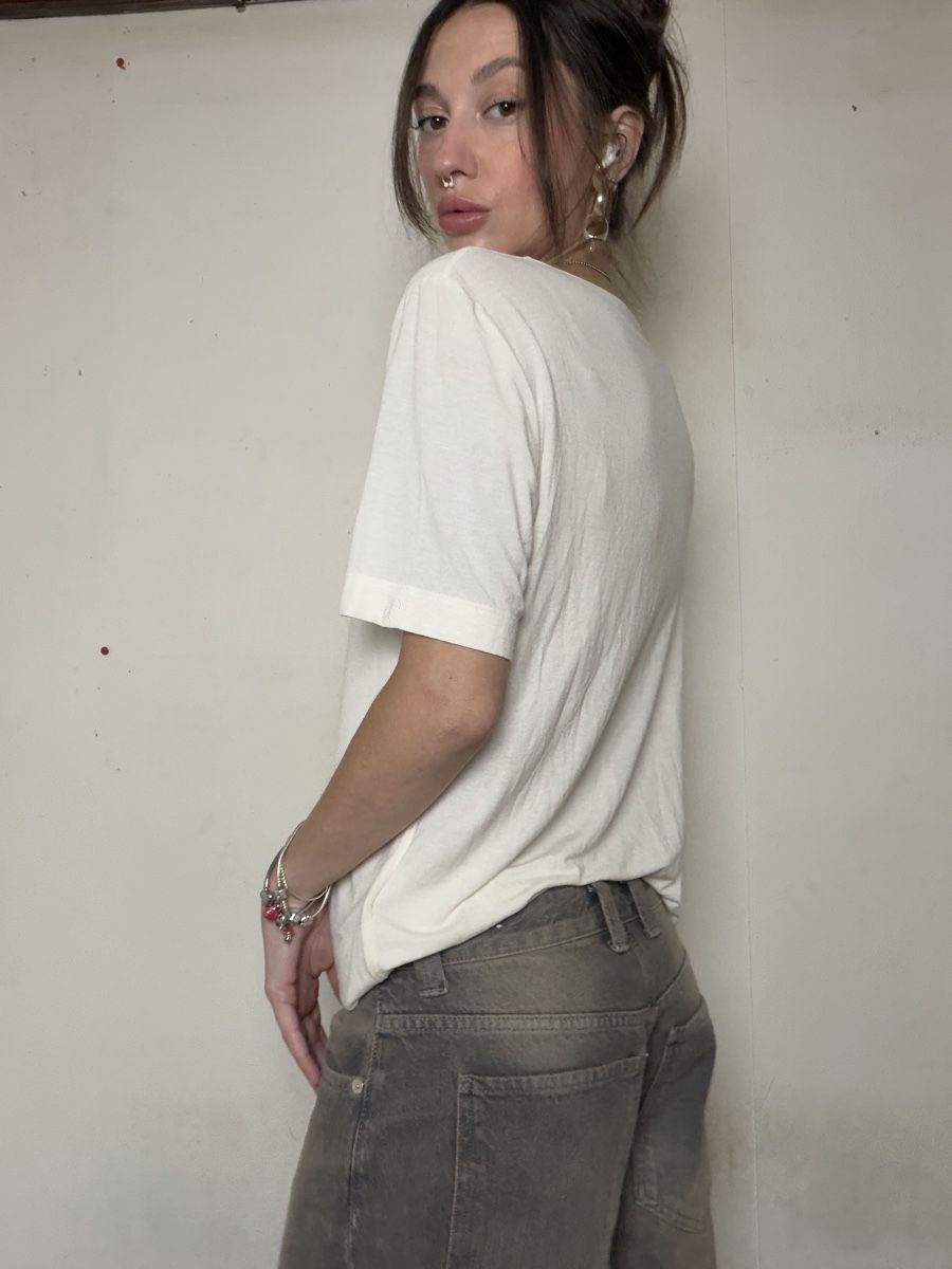 T-shirts: basic boxy T-Shirt Kurzarm Creme Grösse 44/46 – D'occasion à Knonau par Grapesvintage 2