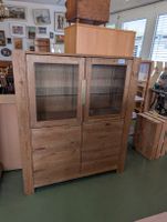 Highboard / Vitrine Wildeiche massiv, mit Glastüren