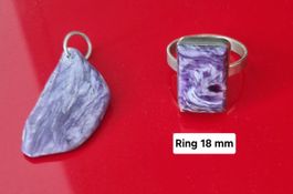 Charoit Ring Anhänger Silber 925 Unikat Handarbeit Rarität L