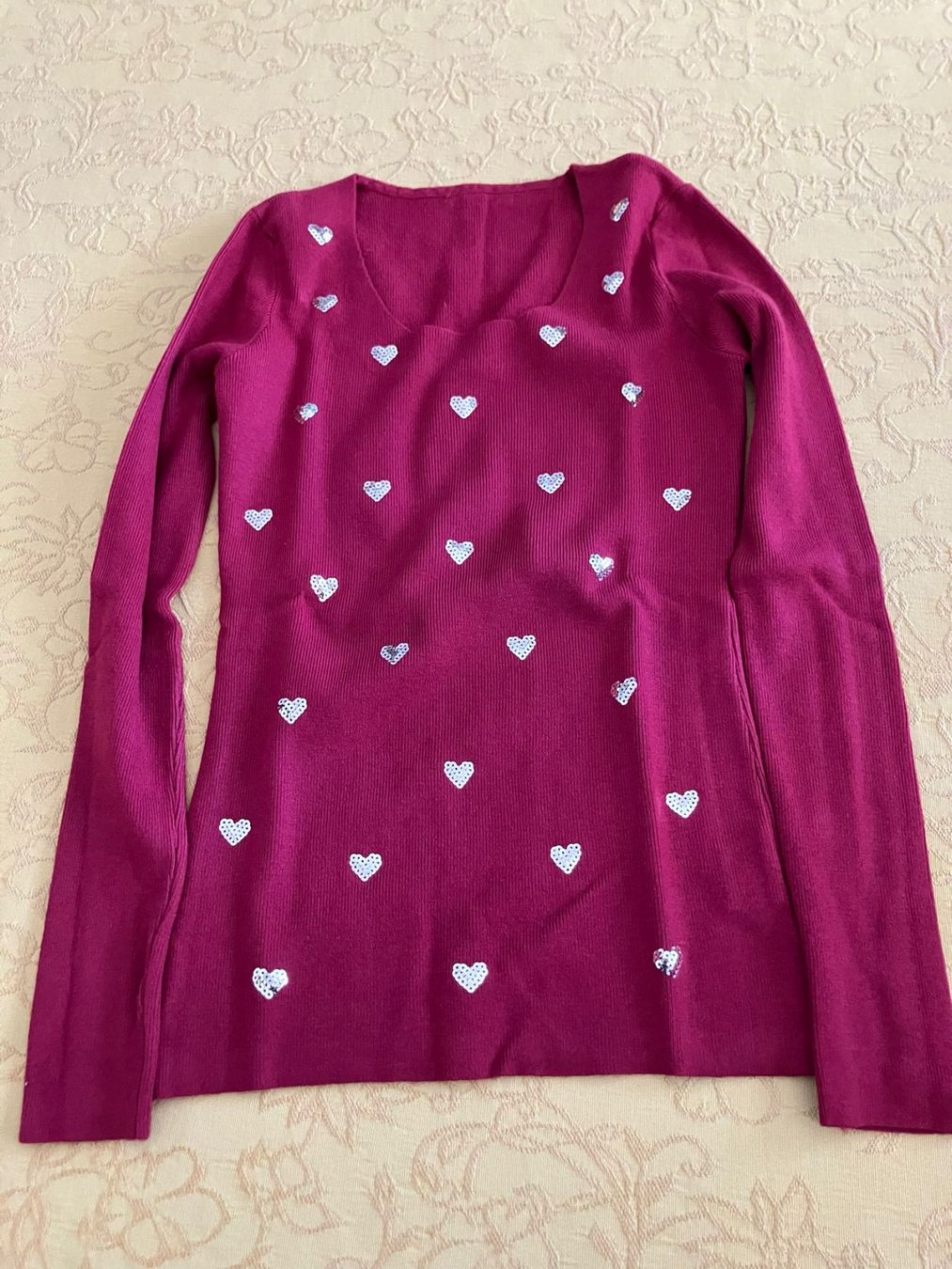 Pullover & Sweatshirts: Pullover rosa cuoricini tg. S/M misto viscosa – Gebraucht aus Melano von H-Sara