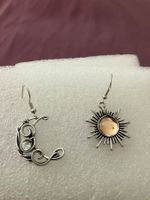 1 P. Ohrhänger, silberfarben Sonne & Mond Boho Style, neu