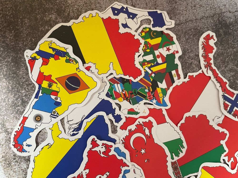 50x Ländern Nationalflaggen Sticker / Aufkleber (Neu (gemäss ...