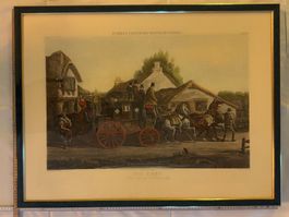 Antike Lithographie "All Right" gerahmt