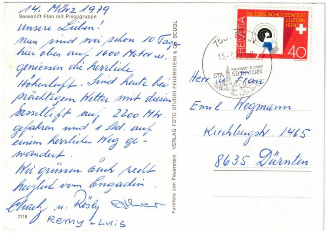 Cartoline postali: Ftan - Sessellift – Usato da Binningen venduto da Mountainrider 1