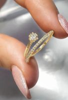 Eleganter Damenring mit Zirkonia – Goldfarben, modern