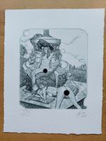 Exlibris Günter Hujber - Original Radierung Erotik signiert