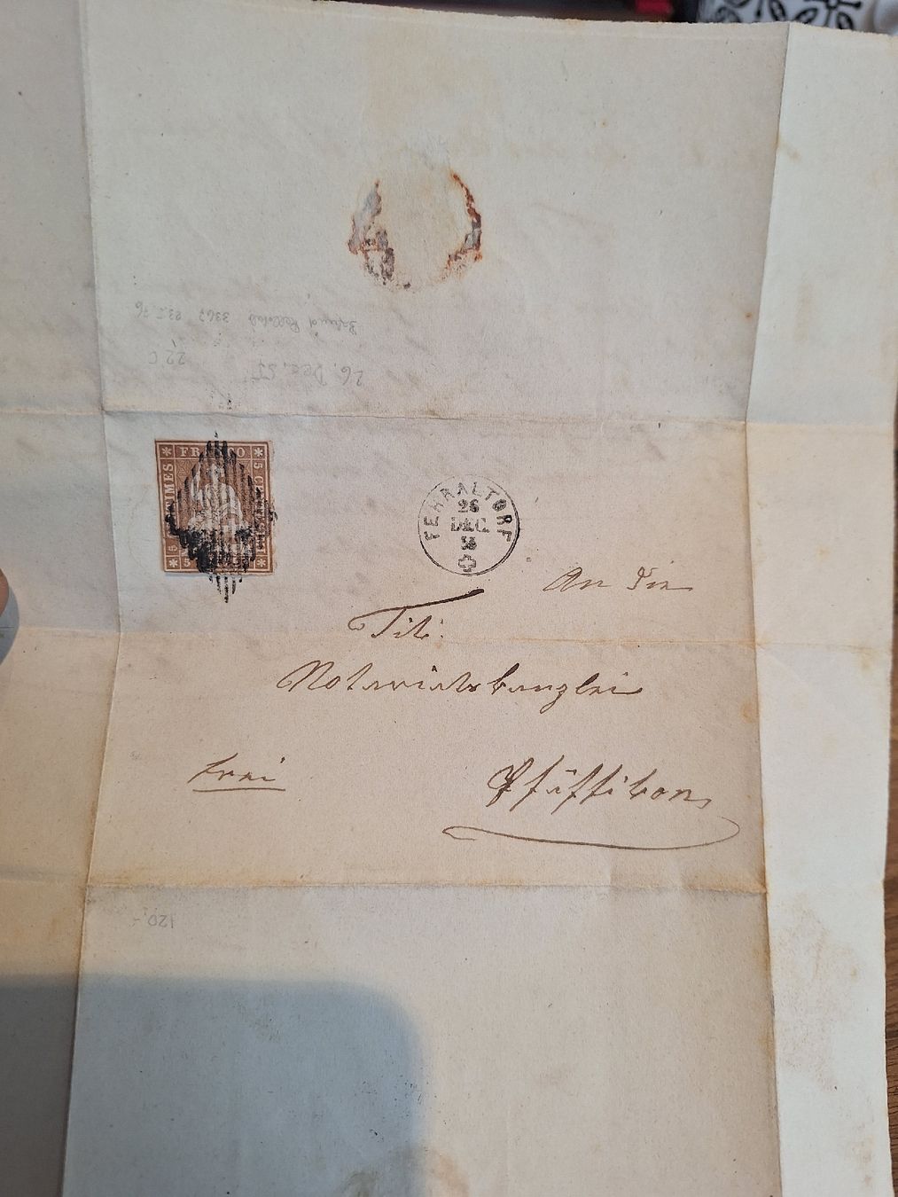 Tutti i francobolli: Strubelbrief 22C Kat. 270.- Fehraltorf – Usato da Balgach venduto da SIMEON27 1