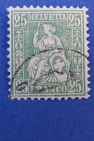 25 Rp.Sitz.Helvetia Nr.49 grün - FASERPAPIER - SBK: 150.-.