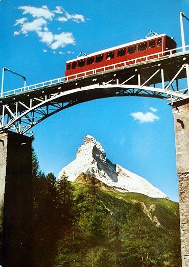 Cartoline postali: ZERMATT Gornergratbahn auf Findelnbachbrücke – Usato da Jona venduto da philajona