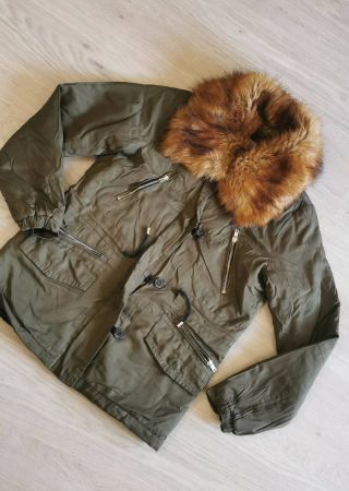Herbstjacke mit abnehmbarem Kunstfell-Kragen, Khaki - S