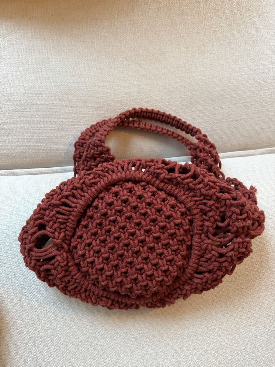 Mango Borse da donna: Mango Makramee-Beuteltasche in Weinrot – Usato da Muri AG venduto da enwtx 1