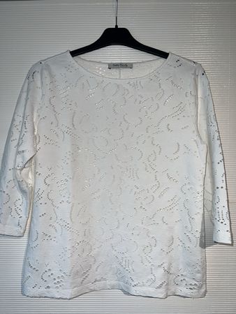  Betty Barclay White Eyelet Blouse - Size M