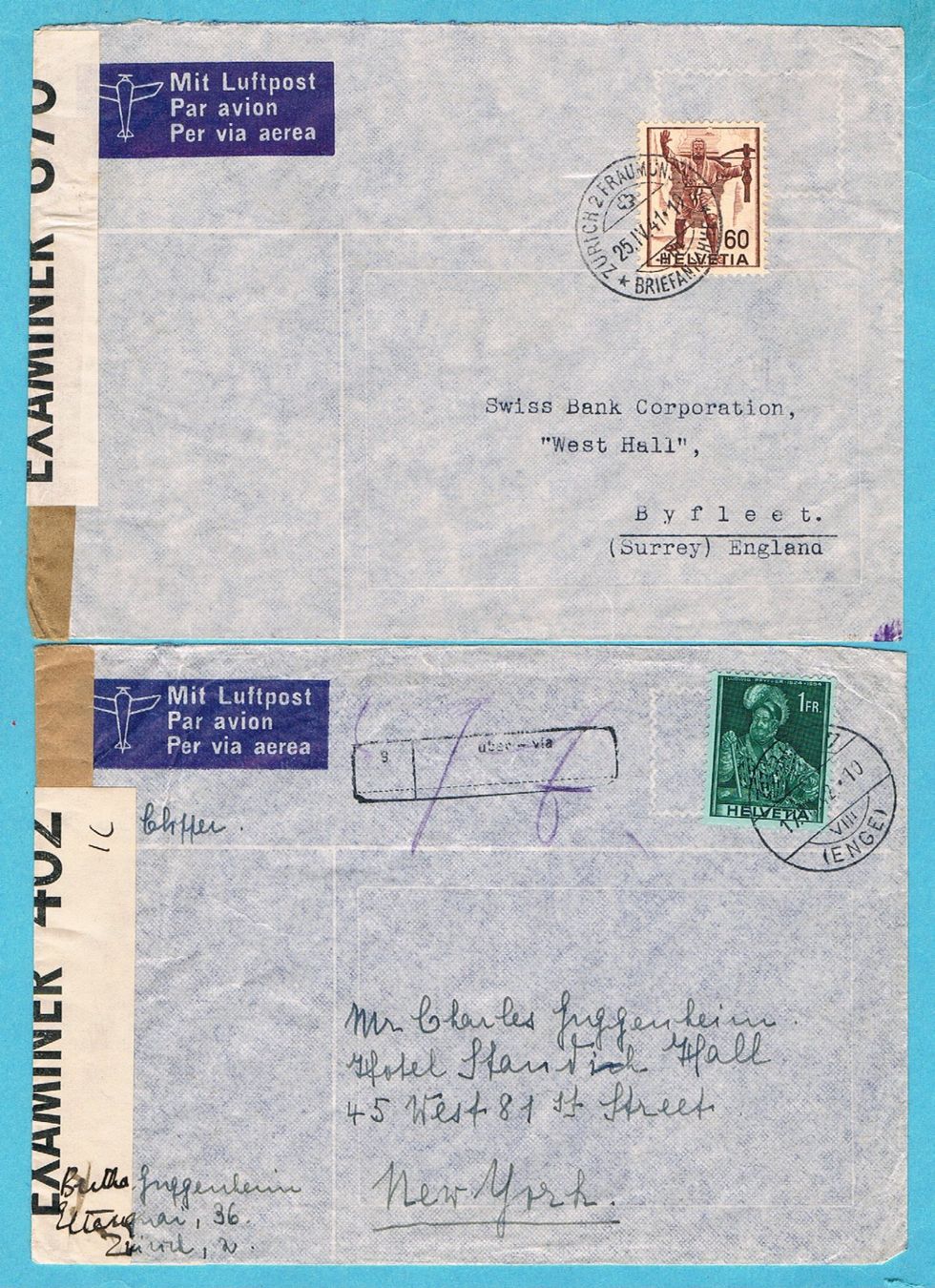 Tutti i francobolli: 3 zensierte Luftpost-Briefe 2.Weltkrieg. Ab Fr.1! – Usato da Seedorf venduto da Carabella3 1