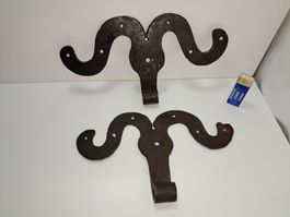 2 antike schöne Tür Bänder, Schmiedeisen (LOT990#TBS1)