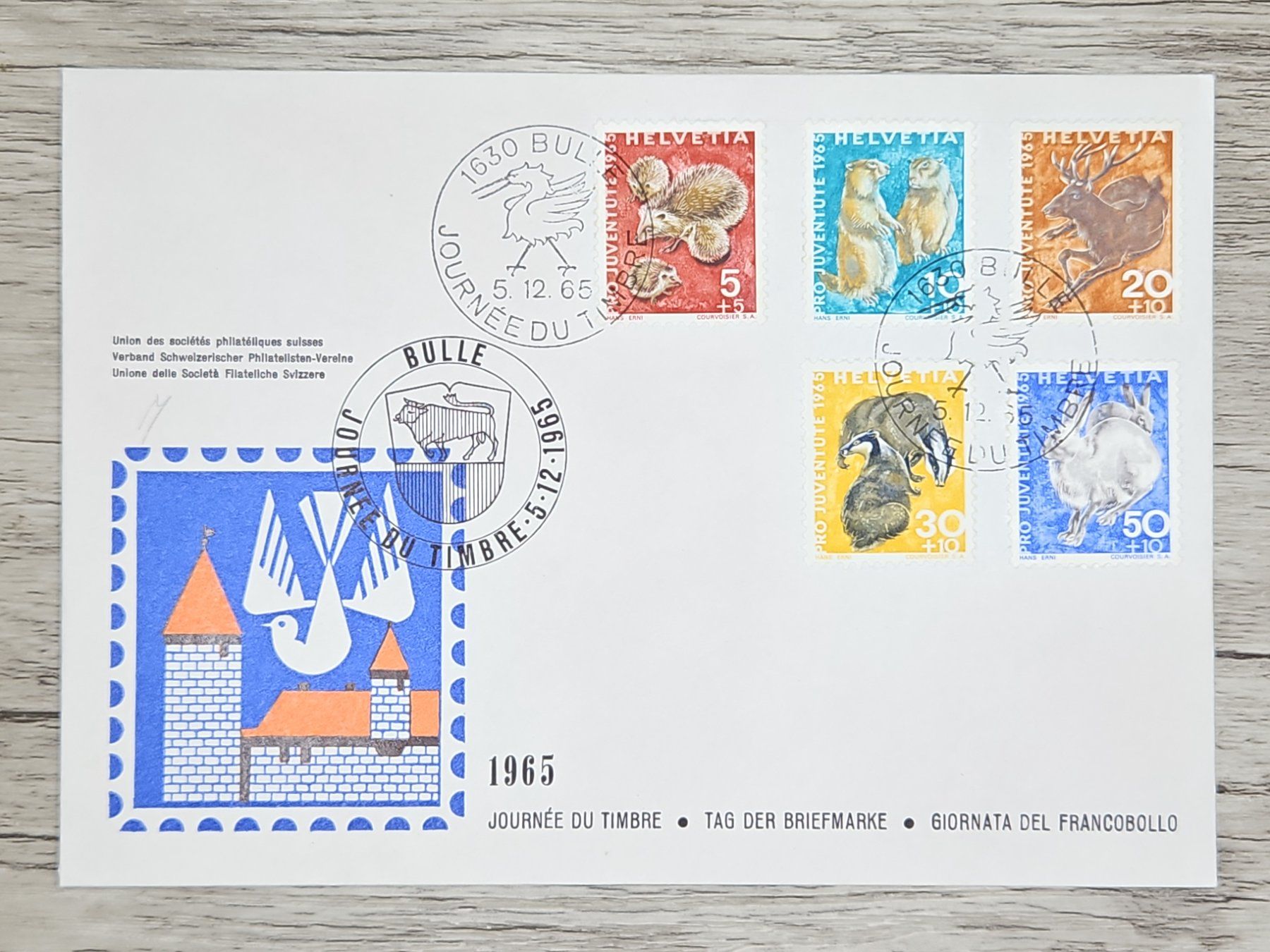 Tutti i francobolli: CL17 Enveloppe + Timbre Suisse 1965 – Usato da Cousset venduto da Patrick_Collections