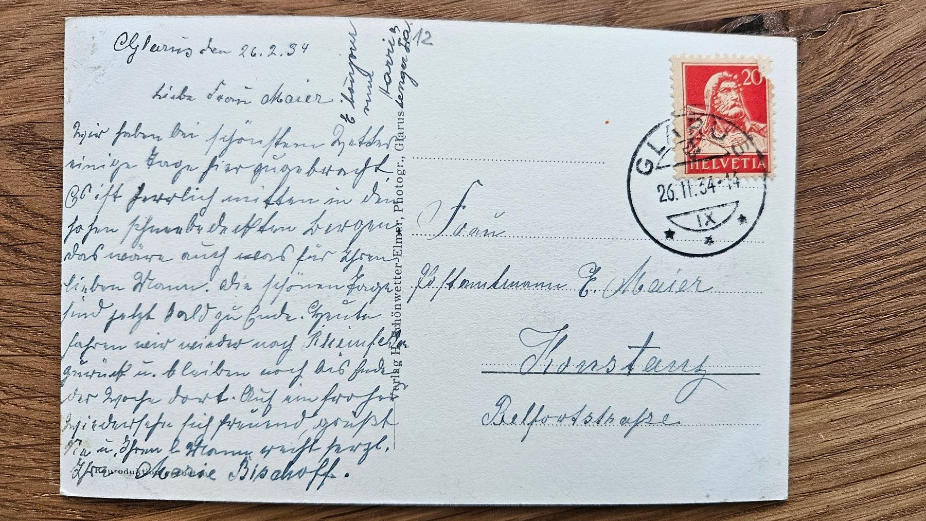 Cartoline postali: Glarus im Winter 1934 ab 2.-- – Usato da Buttikon SZ venduto da Marcelr 1
