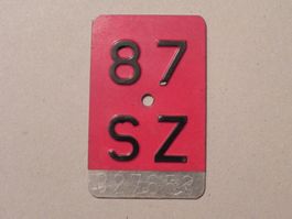 Velonummer SZ 87 Schwyz 1987 Geschenk