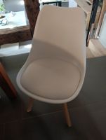 4 Sedie design bianco con gambe in legno buon stato