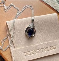Collier argent saphir bleu brillant cadeau femme
