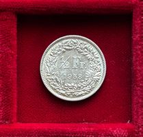 Schweiz 1/2 Silber-Franken 1958 vzgl - unz Stehende Helvetia