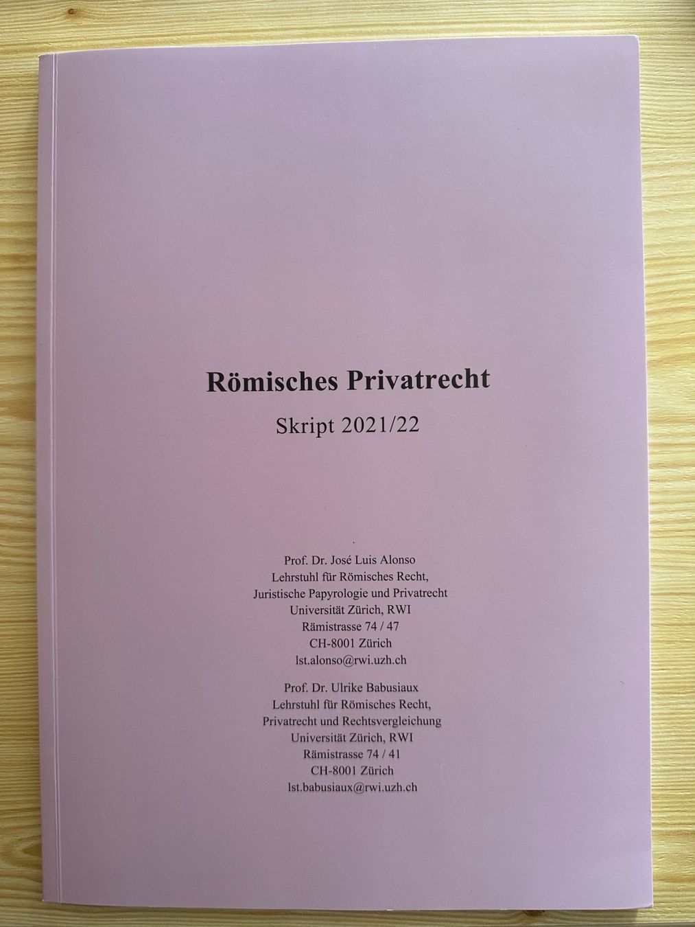 Libri: Römisches Privatrecht Skript UZH – Nuovo (secondo la descrizione) da Rafz venduto da sam_ryj5